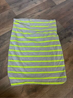 Forever 21 Gray and Neon Yellow Striped Pencil Skirt